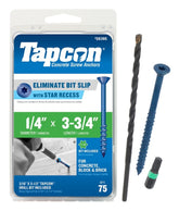 Tapcon 28395 Concrete Screw Anchor, T30 Screw, 1/4 in Dia, 3-3/4 in L, Steel, Climaseal